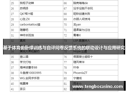 基于体育俯卧撑训练与自评问卷反馈系统的联动设计与应用研究